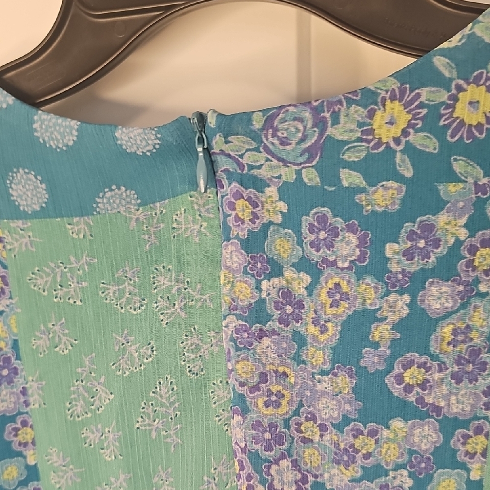 Danny & Nicole Blue‎ and Green Patchwork Dress - Picture 4 of 11